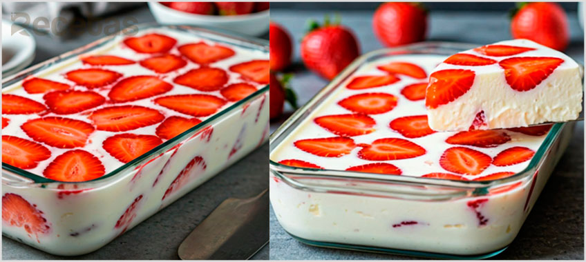Gelatina de Fresas con Crema